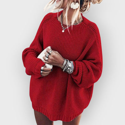 Oversized Knit Batwing Sweater & Ruffled Mini Skirt Set