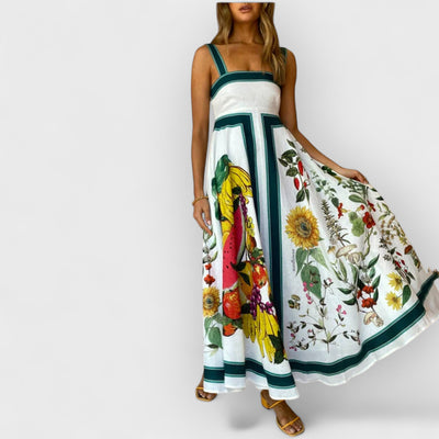 Fashion Printed Backless Halter Hem Loose Dresses
