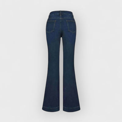 Stylish High-Waisted Patchwork Flared Jeans