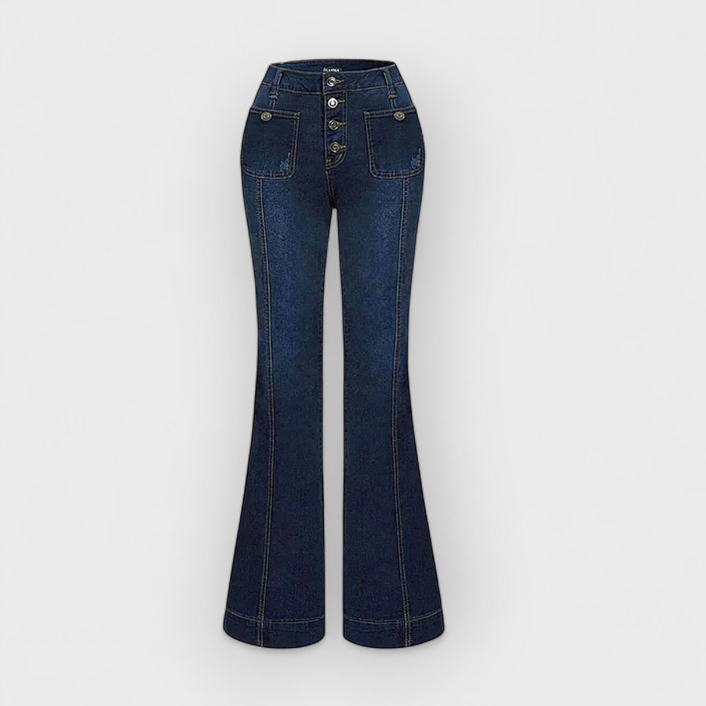 Stylish High-Waisted Patchwork Flared Jeans