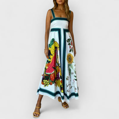 Fashion Printed Backless Halter Hem Loose Dresses