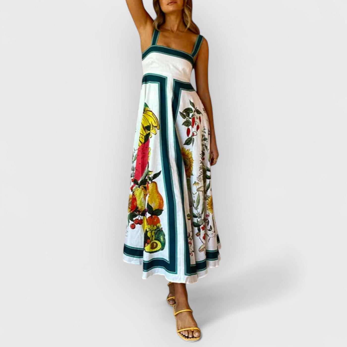 Fashion Printed Backless Halter Hem Loose Dresses