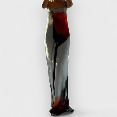 Vacation Abstract Tulip Print Slip H-Line Maxi Dress