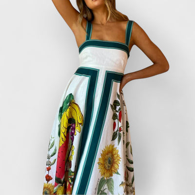 Fashion Printed Backless Halter Hem Loose Dresses