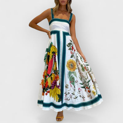 Fashion Printed Backless Halter Hem Loose Dresses