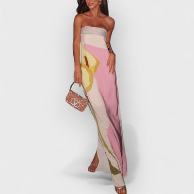 Summer Sexy Chest-Wrapped Printed Floor-Length Maxi Dress