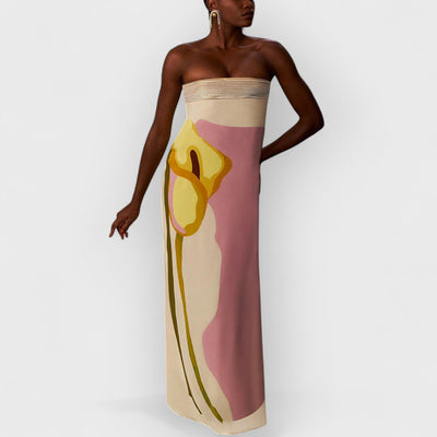 Summer Sexy Chest-Wrapped Printed Floor-Length Maxi Dress