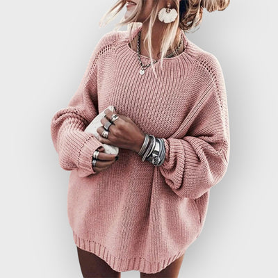 Oversized Knit Batwing Sweater & Ruffled Mini Skirt Set