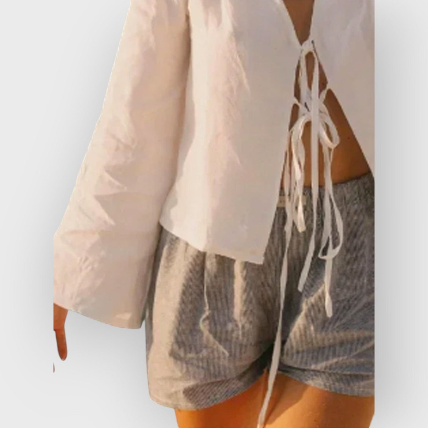 Elegant Backless Women's Blouse with Puff Sleeves and Square Collar