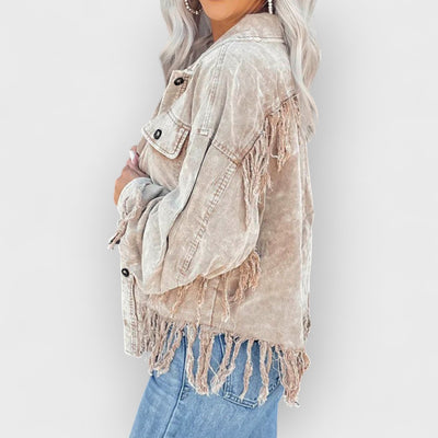 Fringed Washed Corduroy Jacket