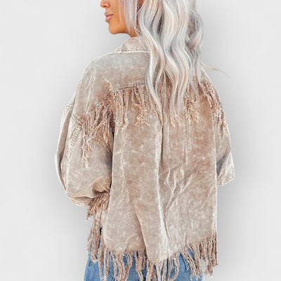 Fringed Washed Corduroy Jacket