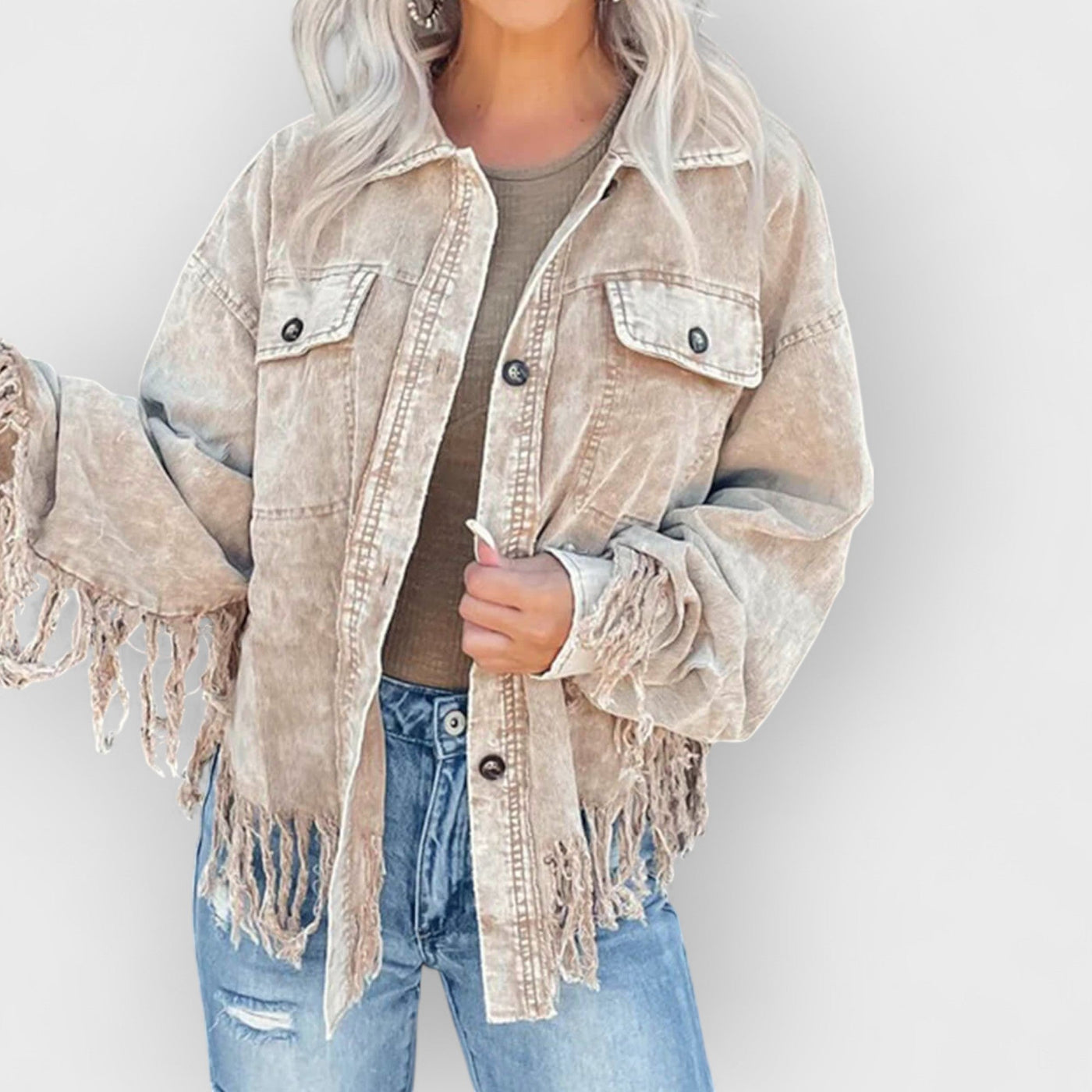 Fringed Washed Corduroy Jacket