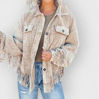Fringed Washed Corduroy Jacket