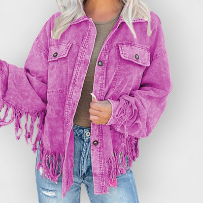 Fringed Washed Corduroy Jacket
