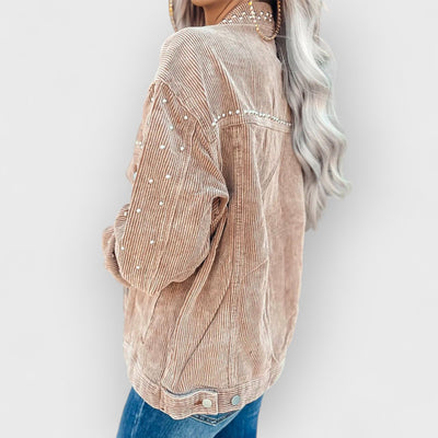 Casual Studded Heavy Duty Corduroy Cropped Jacket