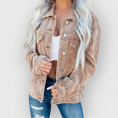 Casual Studded Heavy Duty Corduroy Cropped Jacket