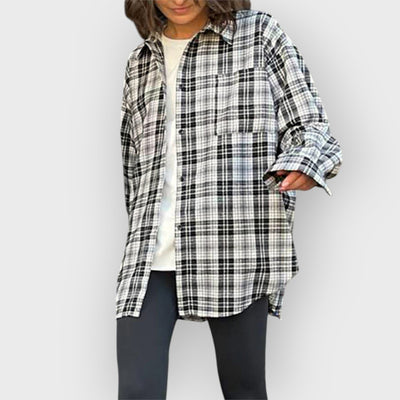 Casual Plaid Blouses Polyester Pocket Blouse Tops