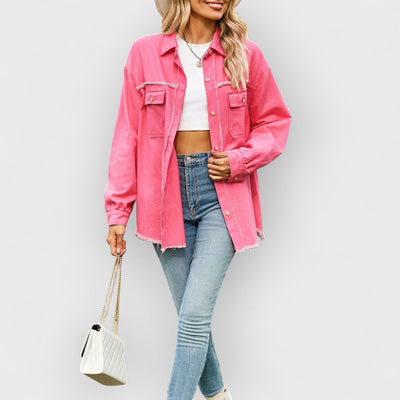Pink Quilted Chest Pocket Shacket