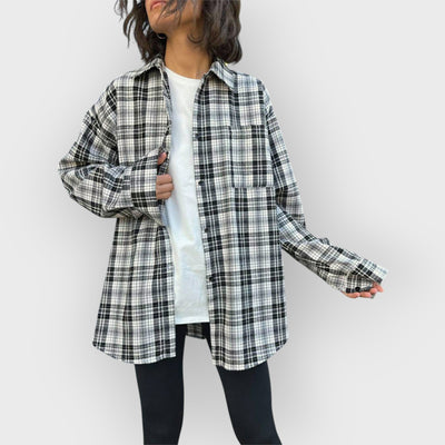 Casual Plaid Blouses Polyester Pocket Blouse Tops