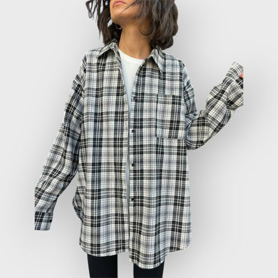 Casual Plaid Blouses Polyester Pocket Blouse Tops