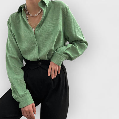 Lapel collar single breasted shirt women's high-end casual long-sleeved