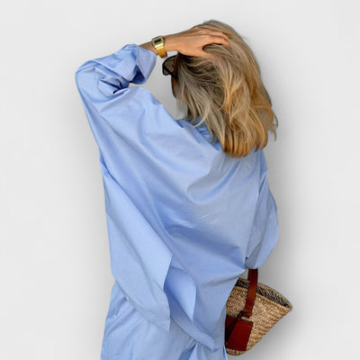 Blue Casual Shirt Two-Piece Set