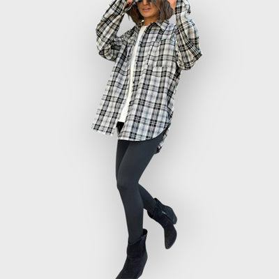 Casual Plaid Blouses Polyester Pocket Blouse Tops