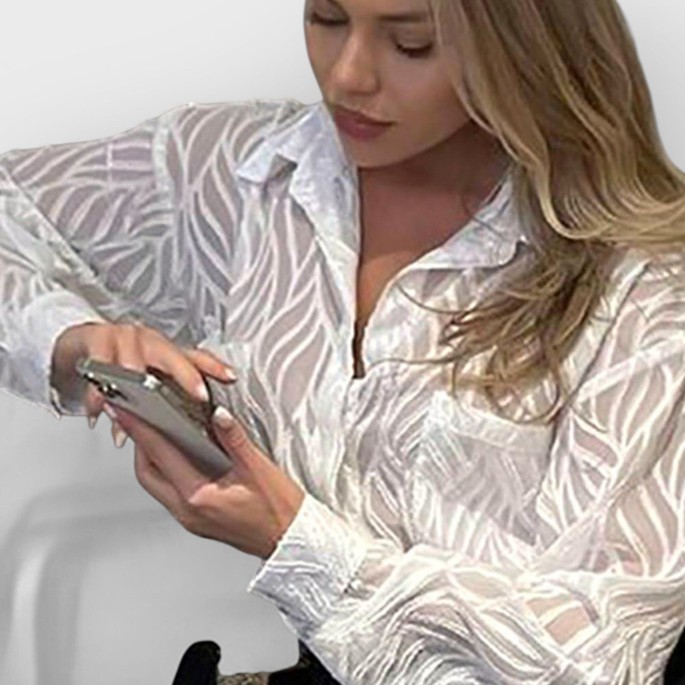 White Women Blouses Thin Lapel Elegant Long Sleeve Shirts