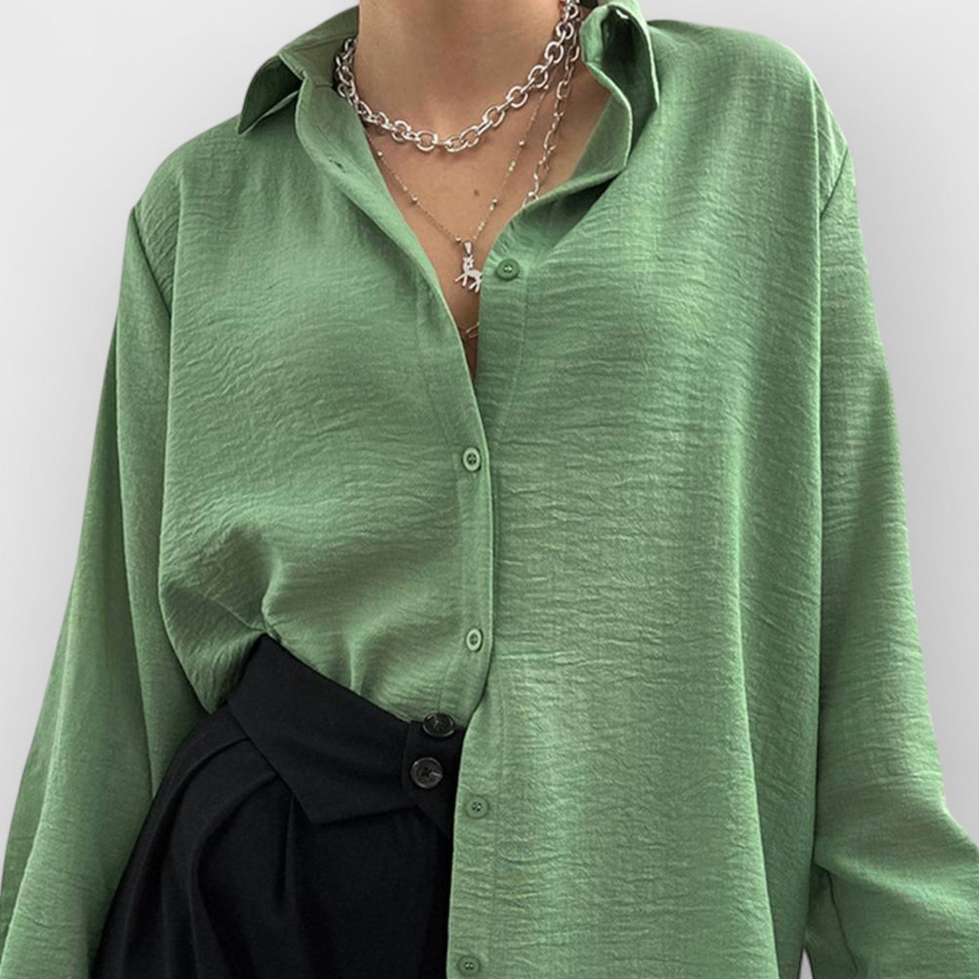 Lapel collar single breasted shirt women's high-end casual long-sleeved