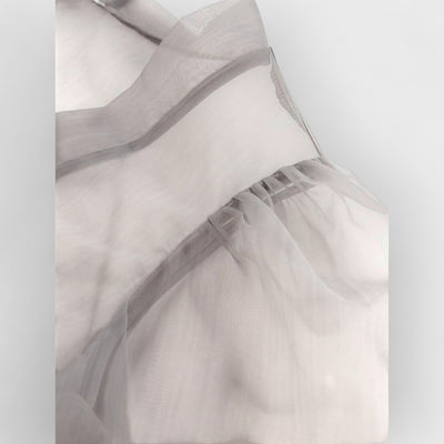 Sheer Sexy Top V Neck Long Puff Sleeves Bow Tie Chic Blouse