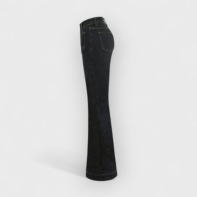 Stylish High-Waisted Patchwork Flared Jeans