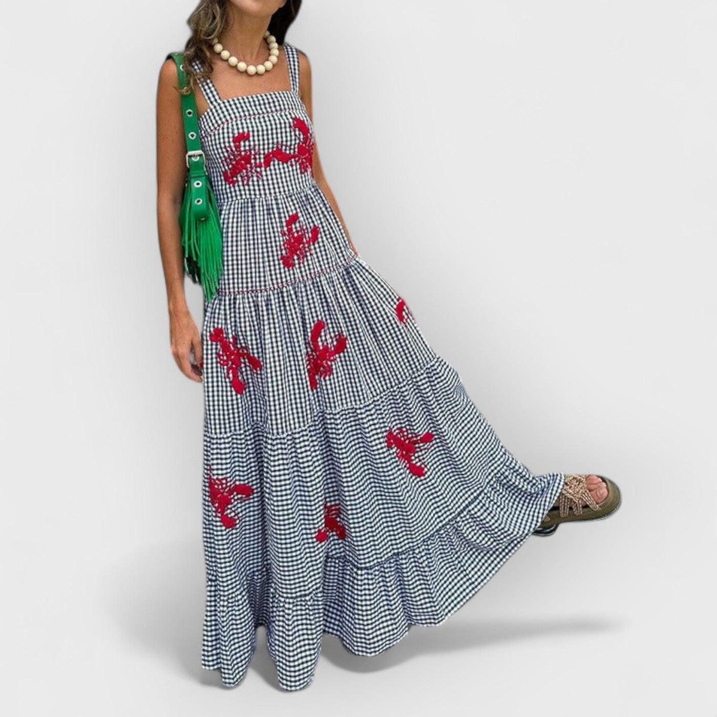 Exquisite Embroidered Holiday Camisole Midi Dress