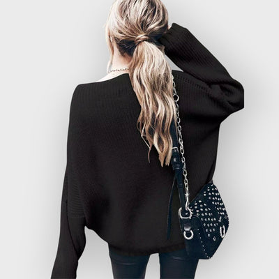 Oversized Knit Batwing Sweater & Ruffled Mini Skirt Set