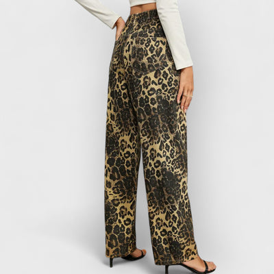 Fall Leopard Print Straight-Leg Jeans