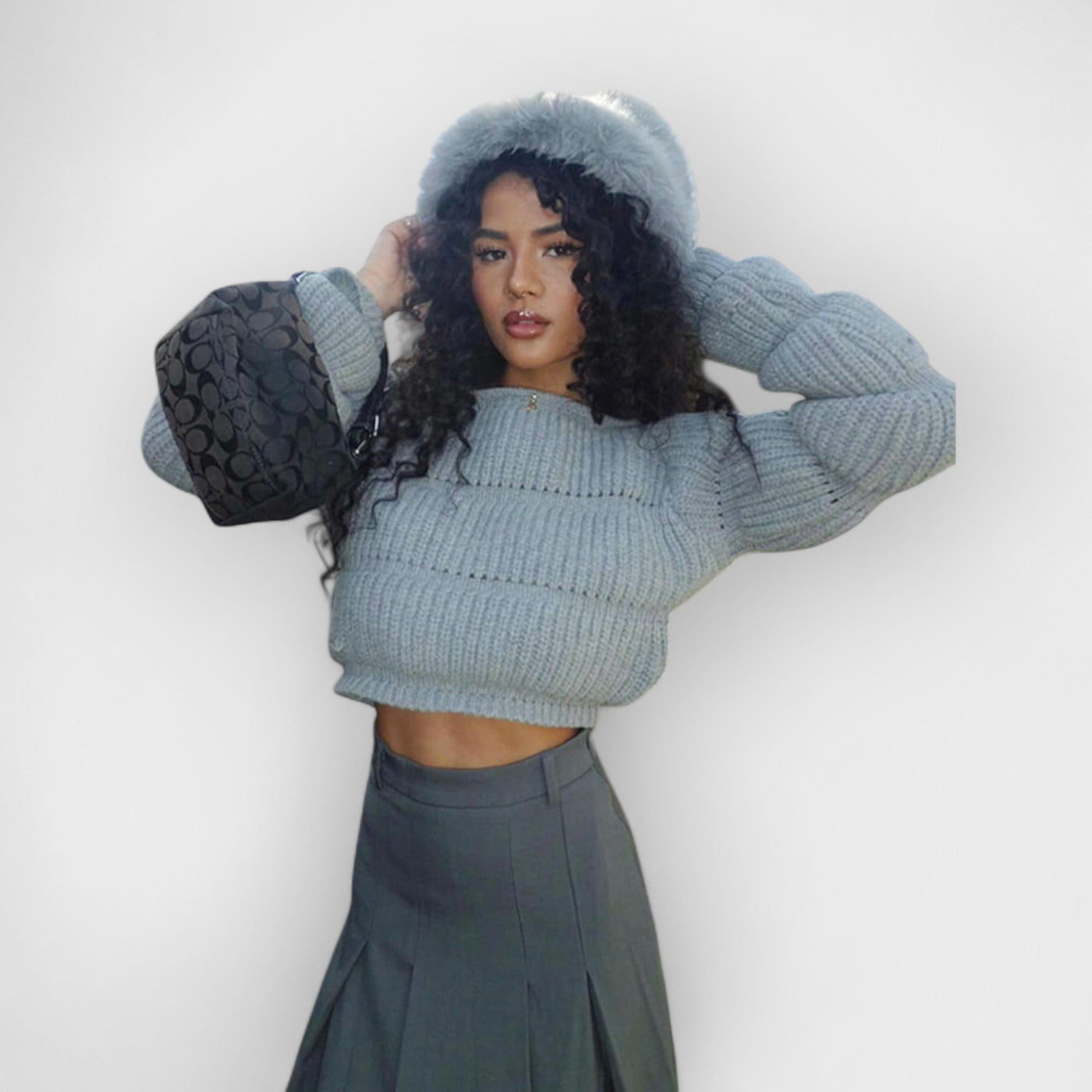Street Style Lantern Sleeve Crop Sweater