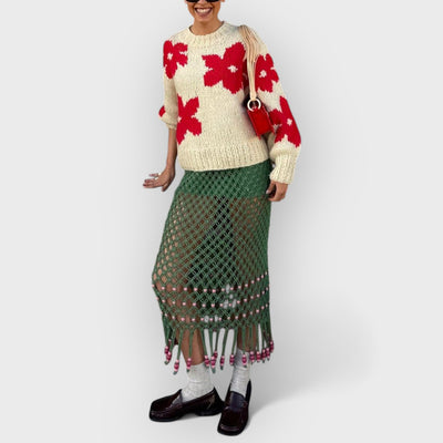 All-Match Crew Neck Floral Sweater