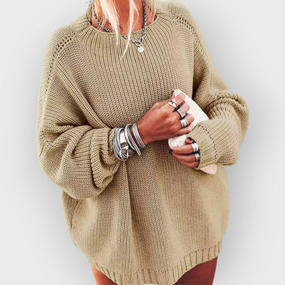 Oversized Knit Batwing Sweater & Ruffled Mini Skirt Set