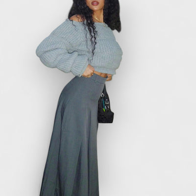 Street Style Lantern Sleeve Crop Sweater