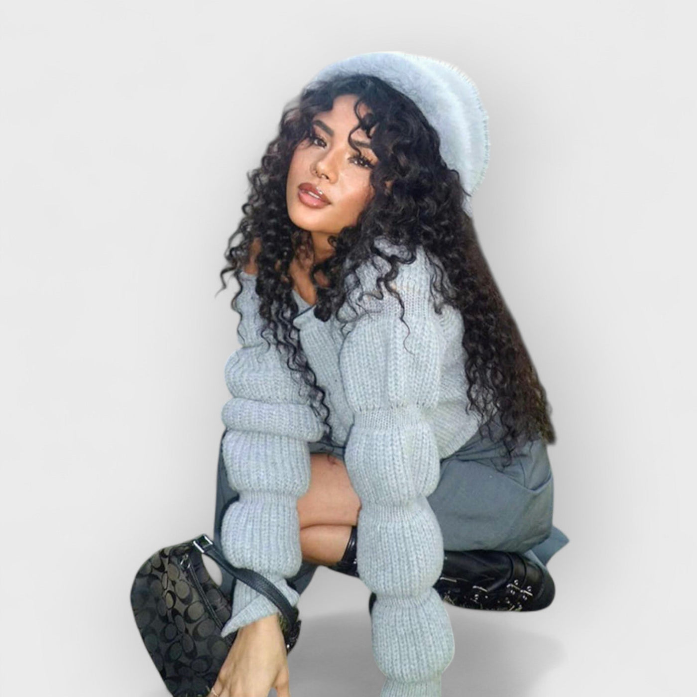 Street Style Lantern Sleeve Crop Sweater