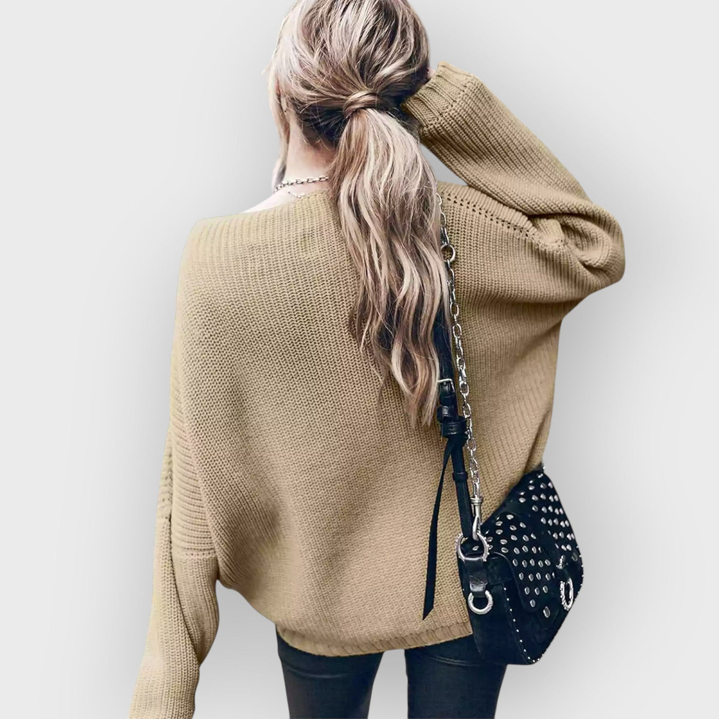 Oversized Knit Batwing Sweater & Ruffled Mini Skirt Set