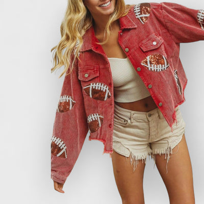 Game Day Rugby Sequined Single Breasted Jacket