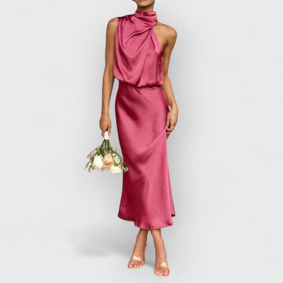 Unique Bridesmaid Sleeveless High Neck Maxi Dresses