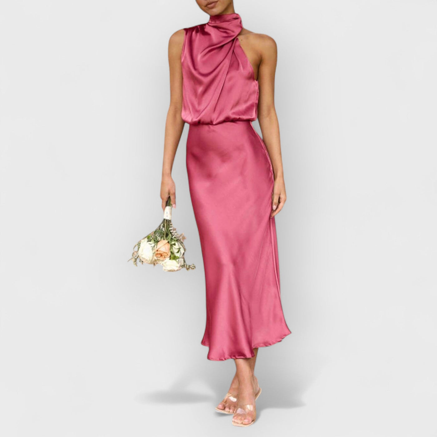 Unique Bridesmaid Sleeveless High Neck Maxi Dresses