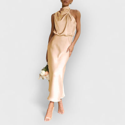 Unique Bridesmaid Sleeveless High Neck Maxi Dresses