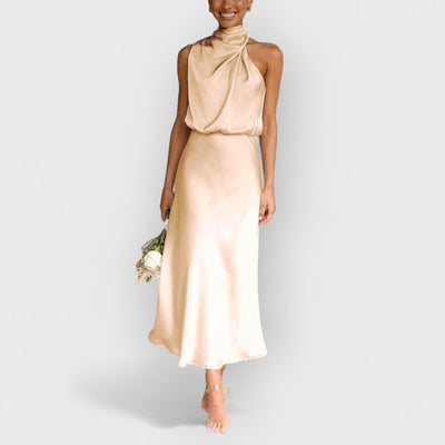 Unique Bridesmaid Sleeveless High Neck Maxi Dresses