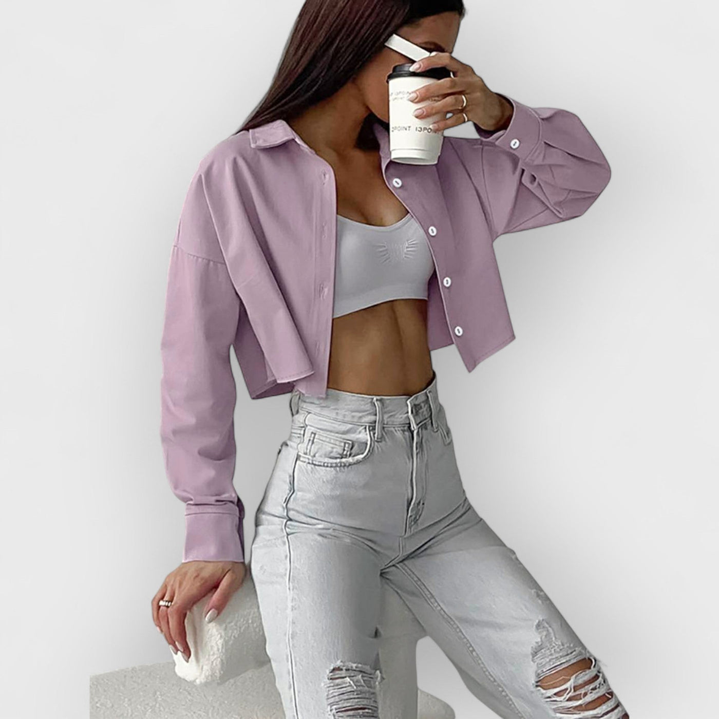 Purple Single Breasted Lapel Shirt