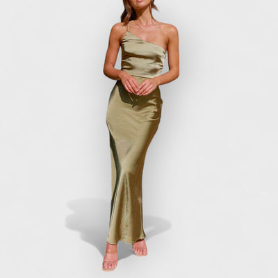 Spring/Summer One Shoulder Gown Waist Maxi Dresses