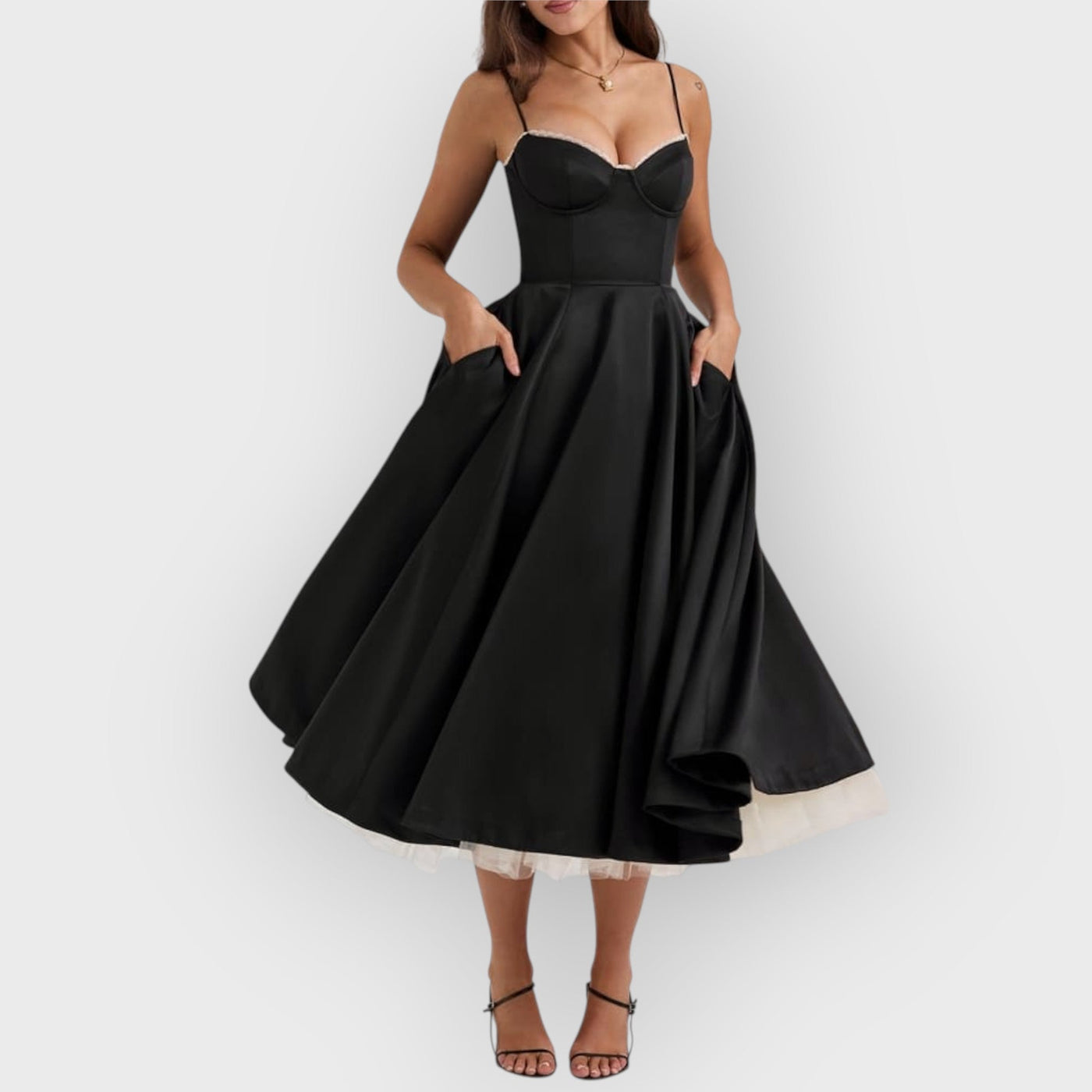 Black Tulle Midi Dress