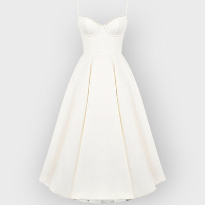 White Tulle Midi Dress