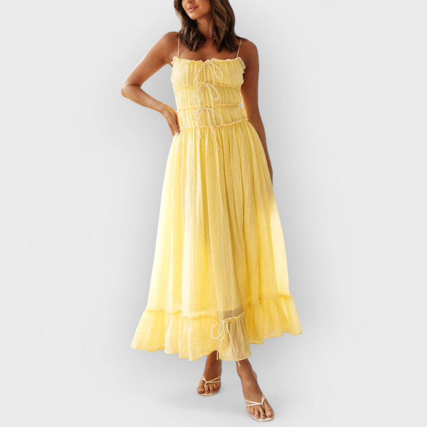 Elegant Off-Shoulder Strap Patchwork Dress